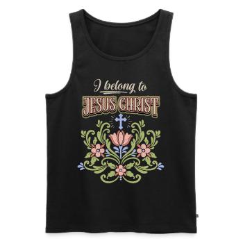 Jesus Christ, vintage folk art, faith, saying - Men's Premium Organic Tank Top - black - Front - AI Model Male 178 light (178cm)