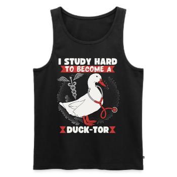 Medical Student, Doctor Joke Comic Duck Doctor Saying - Men's Premium Organic Tank Top - black - Front - AI Model Male 178 light (178cm)