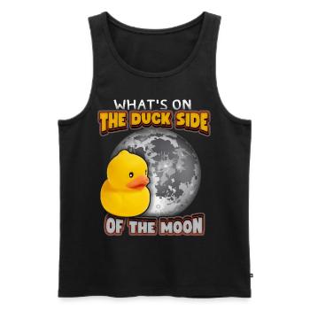 Comic Ente, Gummiente lustiger Spruch mit Mond - Männer Premium Bio Tank Top - Schwarz - Vorne - Michal (187cm)
