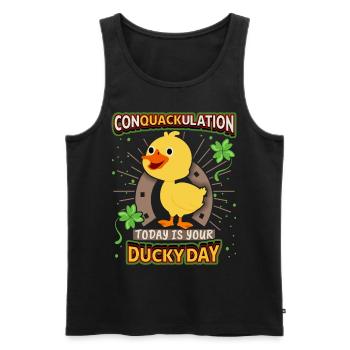 Comic Duck, Funny Saying, Pun - Men's Premium Organic Tank Top - black - Front - AI Model Male 178 light (178cm)