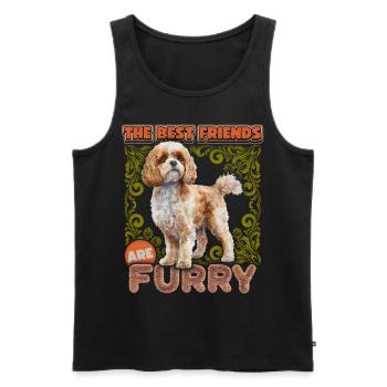 Cavapoo dog vintage illustration, funny saying - Men's Premium Organic Tank Top - black - Front - AI Model Male 178 light (178cm)