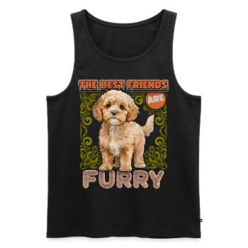 Cavapoo Puppy, Vintage, Illustration de chien, Dire - Débardeur bio Premium Homme - noir - Devant - Michal (187cm)