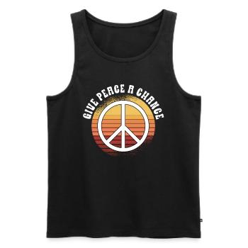 Hippie Peace Zeichen Frieden Blumen Blumenkind - Männer Premium Bio Tank Top - Schwarz - Vorne - Michal (187cm)