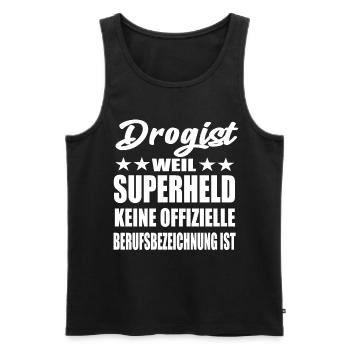 Drogist Superheld Spruch - Männer Premium Bio Tank Top - Schwarz - Vorne - Michal (187cm)