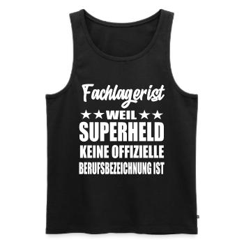 Fachlagerist Superheld Spruch - Männer Premium Bio Tank Top - Schwarz - Vorne - Michal (187cm)