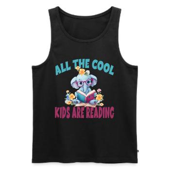 All The Cool Kids Are Reading Elefant - Männer Premium Bio Tank Top - Schwarz - Vorne - Michal (187cm)