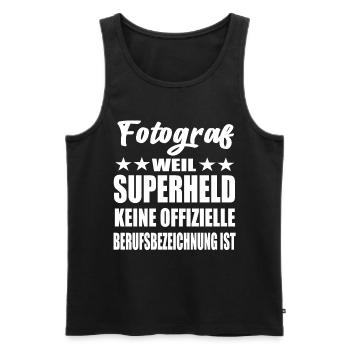 Fotograf Superheld Spruch - Männer Premium Bio Tank Top - Schwarz - Vorne - Michal (187cm)