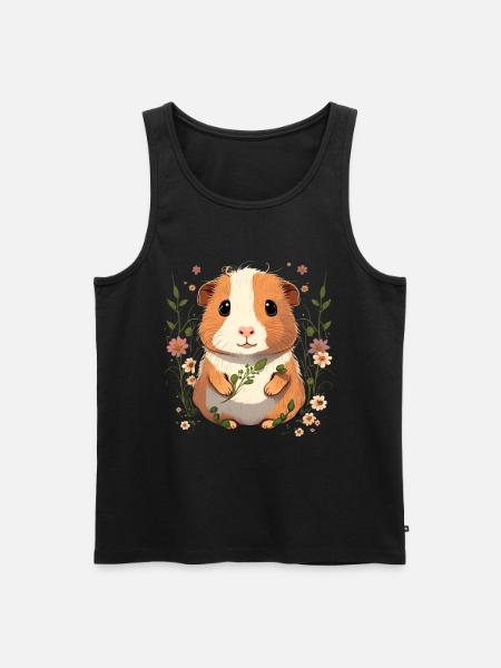 Meerschweinchen mit Blumen - Männer Premium Bio Tank Top - Schwarz