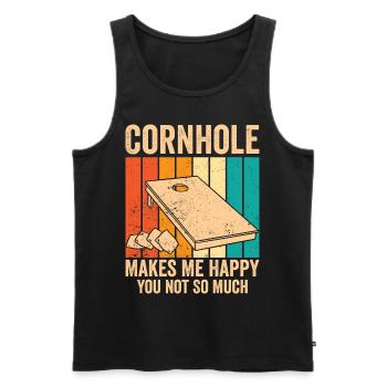 Funny Cornhole Retro - Men's Premium Organic Tank Top - black - Front - Michal (187cm)
