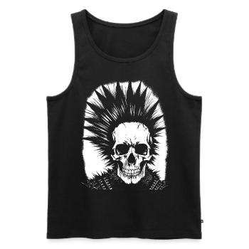 Crâne de fan d’horreur avec jeu de mots Mohawk Crazy Punkrocker - Débardeur bio Premium Homme - noir - Devant - Michal (187cm)