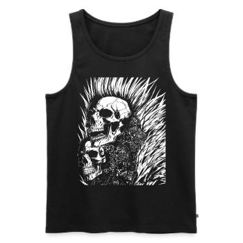 Crâne de fan d’horreur avec Mohawk Crazy Punkrocker Jeu de mots - Débardeur bio Premium Homme - noir - Devant - Michal (187cm)
