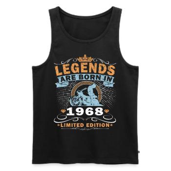 Vintage 1968 Retro Motorcycle Birthday Gift - Men's Premium Organic Tank Top - black - Front - AI Model Male 178 light (178cm)