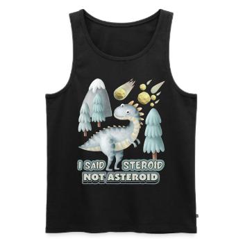 Lustiger 3D Dinosaurier, Spruch mit Asteroid - Männer Premium Bio Tank Top - Schwarz - Vorne - AI Model Male 178 light (178cm)