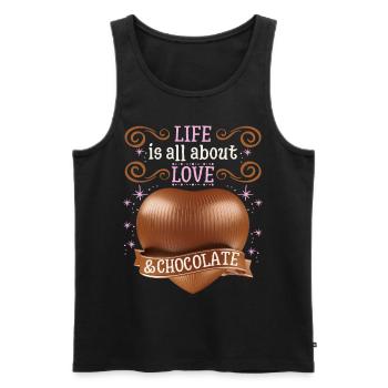 Love-Love, Chocolate Heart, Chocolate Saying - Men's Premium Organic Tank Top - black - Front - AI Model Male 178 light (178cm)