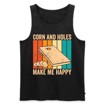 Funny Cornhole Corn Hole Retro - Men's Premium Organic Tank Top - black - Front - Michal (187cm)