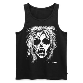 Punkrock Fan Skull mit Mohawk Crazy Antisocial P - Männer Premium Bio Tank Top - Schwarz - Vorne - AI Model Male 178 light (178cm)