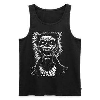 Crâne de fan d'anarchie avec Mohawk Crazy Antisocial Pu - Débardeur bio Premium Homme - noir - Devant - Michal (187cm)