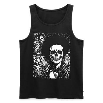 Anarchy Fan Skull with Mohawk Crazy Antisocial Pu - Men's Premium Organic Tank Top - black - Front - Michal (187cm)
