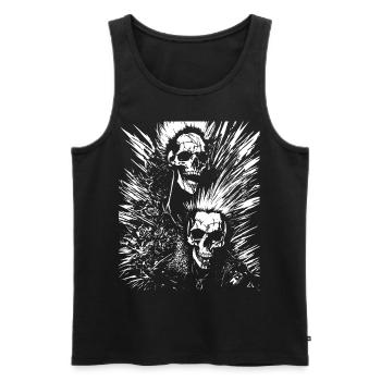 Horror Fan Skull with Mohawk Crazy Punkrocker Pun - Men's Premium Organic Tank Top - black - Front - Michal (187cm)
