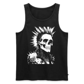 Anarchy Fan Skull mit Mohawk Crazy Antisocial Pu - Männer Premium Bio Tank Top - Schwarz - Vorne - AI Model Male 178 light (178cm)