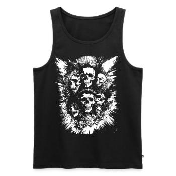 Punkrock Fan Skull mit Mohawk Crazy Antisocial P - Männer Premium Bio Tank Top - Schwarz - Vorne - AI Model Male 178 light (178cm)