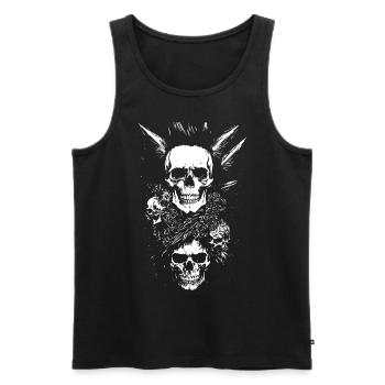 Crâne de fan de punkrock avec Mohawk Crazy Antisocial P - Débardeur bio Premium Homme - noir - Devant - Michal (187cm)