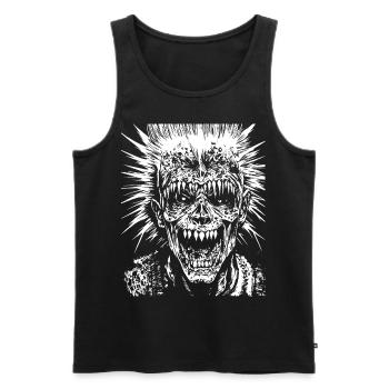 Horror Fan Totenkopf mit Irokesenschnitt Verrückter Punkrocker Wortspiel - Männer Premium Bio Tank Top - Schwarz - Vorne - Michal (187cm)