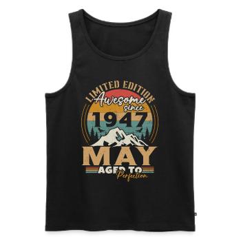 May 1947 Vintage Anniversary May 1947 - Men's Premium Organic Tank Top - black - Front - Michal (187cm)