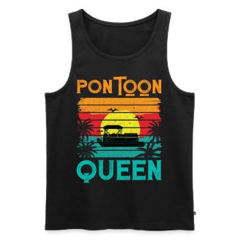 Retro Vintage Style Pontoon Queen - Men's Premium Organic Tank Top - black - Front - AI Model Male 178 light (178cm)