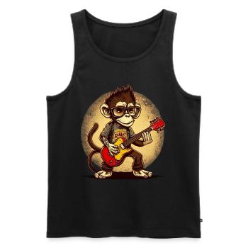 Affe Schimpanse spielt Acousitc Rock Gitarre - Männer Premium Bio Tank Top - Schwarz - Vorne - Michal (187cm)