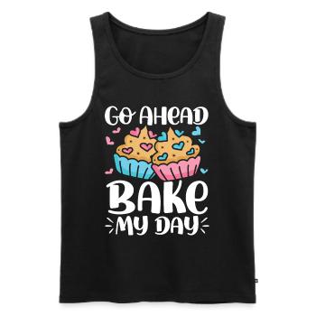 Go Ahead Bake My Day - Männer Premium Bio Tank Top - Schwarz - Vorne - Michal (187cm)