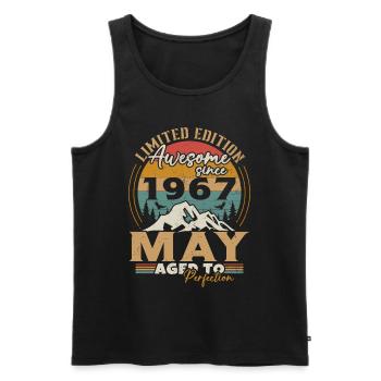May 1967 Vintage Born in May 1967 Anniversary - Men's Premium Organic Tank Top - black - Front - Michal (187cm)
