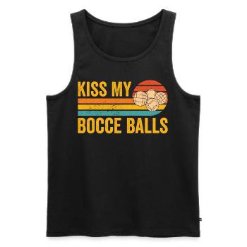 Drôle de boule de boccia rétro - Débardeur bio Premium Homme - noir - Devant - Michal (187cm)