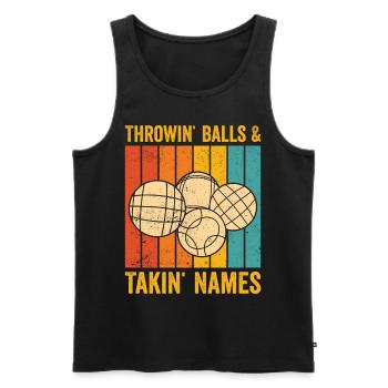 Funny Boccia Ball Retro - Men's Premium Organic Tank Top - black - Front - Michal (187cm)