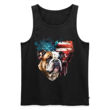 Bulldog anglais États-Unis - Débardeur bio Premium Homme - noir - Devant - Michal (187cm)