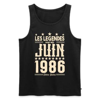 cadeau d'anniversaire juin 1986. Cadeau Juin 1986. - Débardeur bio Premium Homme - noir - Devant - Michal (187cm)