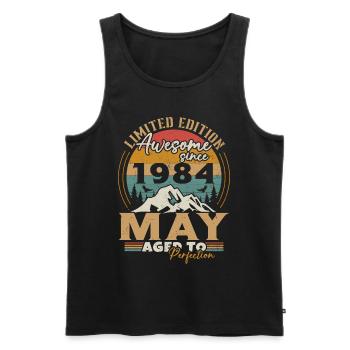 May 1984 Vintage Born in May 1984 Anniversary - Men's Premium Organic Tank Top - black - Front - Michal (187cm)