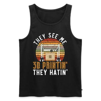 Sie sehen mich 3D-Drucken und hassen mich 3D-Druck - Männer Premium Bio Tank Top - Schwarz - Vorne - AI Model Male 178 light (178cm)