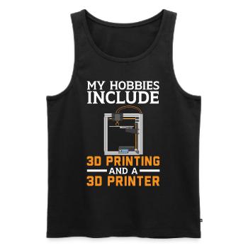 Zu meinen Hobbys gehören 3D-Druck und ein 3D-Druck - Männer Premium Bio Tank Top - Schwarz - Vorne - AI Model Male 178 light (178cm)