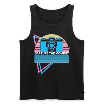 Kamera Fotografie Fotograf Retro - Männer Premium Bio Tank Top - Schwarz - Vorne - Michal (187cm)