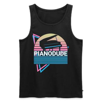 Piano Dude Clavier Piano Rétro - Débardeur bio Premium Homme - noir - Devant - Michal (187cm)