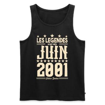 cadeau d'anniversaire juin 2001. Cadeau Juin 2001. - Débardeur bio Premium Homme - noir - Devant - Michal (187cm)