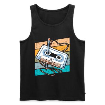 Retro Kassette 80er 90er Jahre - Männer Premium Bio Tank Top - Schwarz - Vorne - Michal (187cm)
