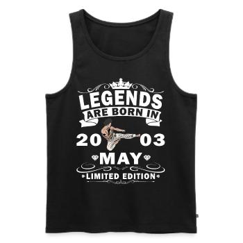 Karaté Fighter Fighter Birthday Mai 2003 MMA - Débardeur bio Premium Homme - noir - Devant - AI Model Male 178 light (178cm)