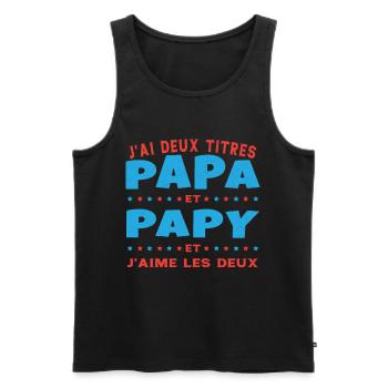 J'ai Deux Titres Papa Et Papy Fête Des Pères - Débardeur bio Premium Homme - noir - Devant - AI Model Male 178 light (178cm)
