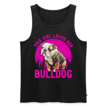Cette fille aime son bouledogue - Débardeur bio Premium Homme - noir - Devant - Michal (187cm)