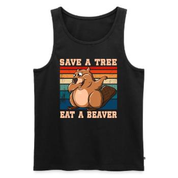 Save A Tree Eat A Beaver - Men's Premium Organic Tank Top - black - Front - AI Model Male 178 light (178cm)