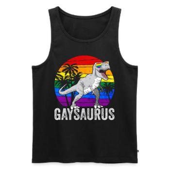 Gay Pride Drapeau arc-en-ciel Dinosaure Tr - Débardeur bio Premium Homme - noir - Devant - AI Model Male 178 light (178cm)