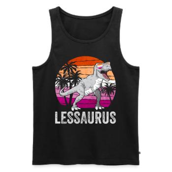 Lesbian Pride Flag Dinosaur Trex LGBTQ - Men's Premium Organic Tank Top - black - Front - Michal (187cm)