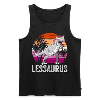 Lesbian Pride Flag Dinosaur Trex LGBTQ - Men's Premium Organic Tank Top - black - Front - Michal (187cm)